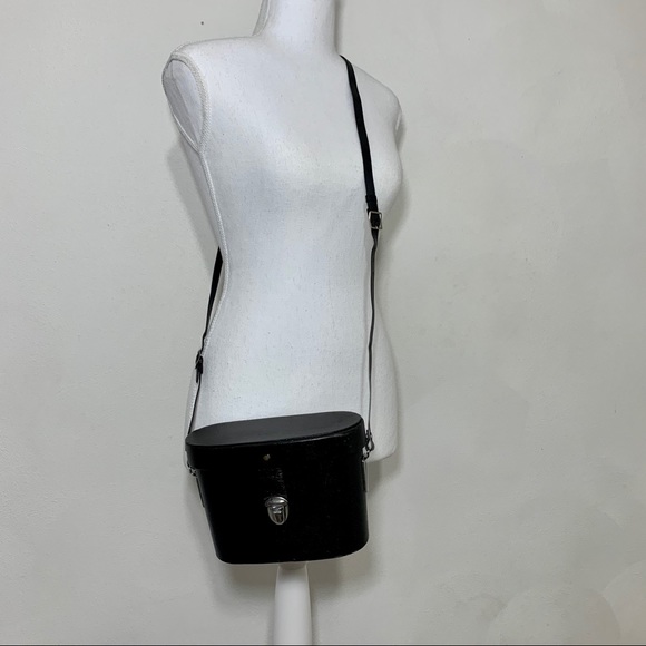 Vtg 70's Boho Chic Binocular Black Leather Case - Picture 4 of 14